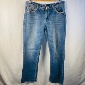 Earl‎ Jean Embellished Rhinestone Embroidered Boot Cut Jeans Size 14